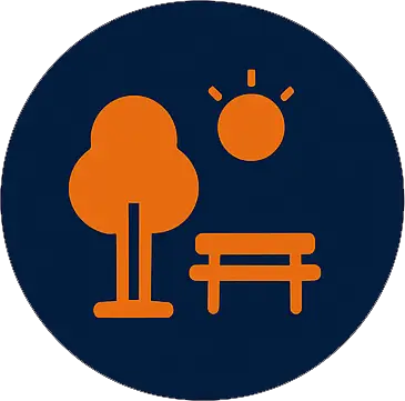 Community park development icon with landfill applications